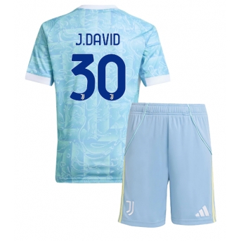 Billige Fotballdrakt Juventus Jonathan David #30 Replika Bortedraktsett Barn 2025-26 Kortermet (med bukser)